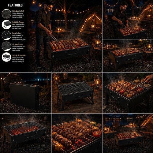 Barbecue carbone pieghevole - barbecue,